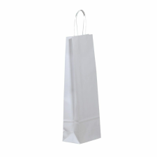 Sodrott füles italtasak, italtartó papírtáska 14x39+8 cm fehér ajándéktasak