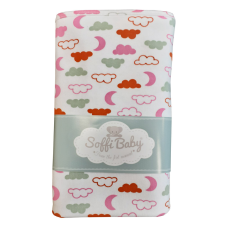Soffi Baby takaró pamut dupla rózsaszín felhők 75x100cm babaágynemű, babapléd