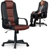 SOFOTEL Irodai szék, Sofotel 518B, fekete/barna, 109–118 cm, ergonomikus, dönthető, gázliftes magasságállítás, mikrohálós, műbőr betétekkel, 120 kg teherbírás