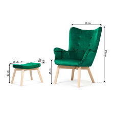 SOFOTEL Kárpitozott fotel lábtartóval sofotel norse sötétzöld bútor