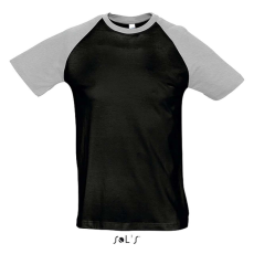 SOL'S FUNKY raglános kétszínű férfi rövid ujjú póló SO11190, Black/Grey Melange-2XL