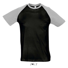 SOL'S FUNKY raglános kétszínű férfi rövid ujjú póló SO11190, Black/Grey Melange-XL