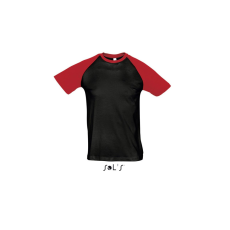 SOL'S FUNKY raglános kétszínű férfi rövid ujjú póló SO11190, Black/Red-L