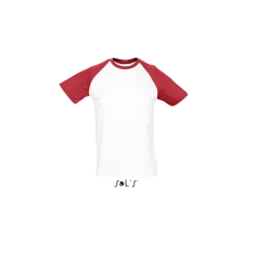 SOL'S FUNKY raglános kétszínű férfi rövid ujjú póló SO11190, White/Red-S