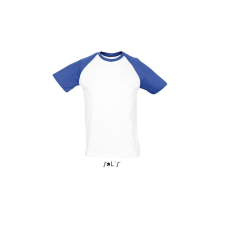 SOL&#039;S FUNKY raglános kétszínű férfi rövid ujjú póló SO11190, White/Royal Blue-S férfi póló