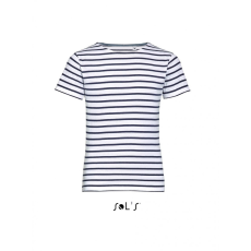 SOL'S Gyerek póló SOL'S SO01400 Sol'S Miles Kids - Round neck Striped T-Shirt -14A, White/Navy