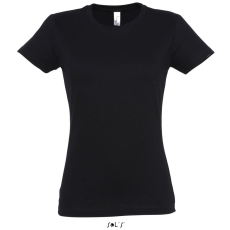 SOL'S IMPERIAL környakú Női rövid ujjú pamut póló SO11502, Deep Black-XL