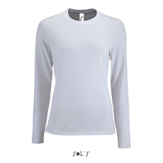 SOL'S IMPERIAL Női hosszú ujjú környakas pamut póló SO02075, White-S