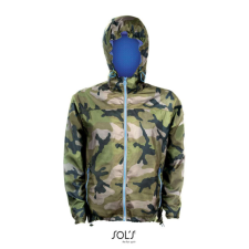SOL&#039;S kapucnis bélelt széldzseki SO01171, Camo/Royal blue-XL férfi kabát, dzseki