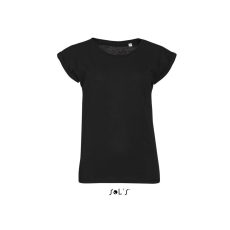 SOL'S MELBA kereknyakú Női pamut póló SO01406, Deep Black-L
