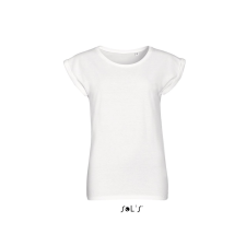 SOL&#039;S MELBA kereknyakú Női pamut póló SO01406, White-S női póló