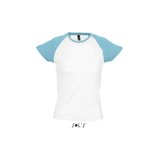 SOL&#039;S MILKY raglános kétszínű Nöi rövid ujjú póló SO11195, White/Atoll Blue-XL női póló