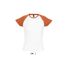 SOL'S MILKY raglános kétszínű Nöi rövid ujjú póló SO11195, White/Orange-L