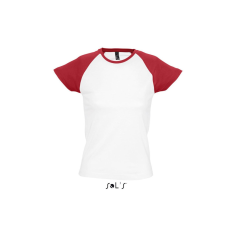SOL'S MILKY raglános kétszínű Nöi rövid ujjú póló SO11195, White/Red-2XL