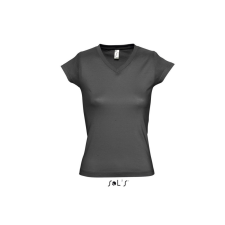 SOL&#039;S MOON Női V-nyakú rövid ujjú pamut póló SO11388, Dark Grey-S női póló