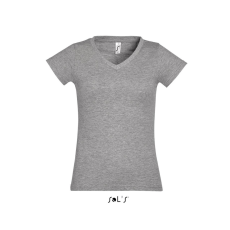 SOL'S MOON Női V-nyakú rövid ujjú pamut póló SO11388, Grey Melange-2XL