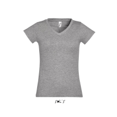 SOL'S MOON Női V-nyakú rövid ujjú pamut póló SO11388, Grey Melange-S