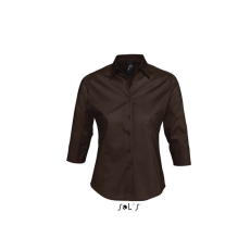 SOL'S Női blúz SOL'S SO17010 Sol'S Effect - 3/4 Sleeve Stretch Women'S Shirt -M, Dark Brown