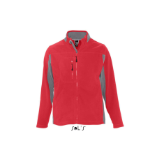 SOL&#039;S NORDIC kétszínű cipzáras férfi polár pulóver SO55500, Red-XL férfi pulóver, kardigán
