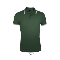 SOL'S PASADENA férfi galléros póló kontrasztos csíkokkal SO00577, Forest Green/White-S