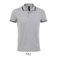 SOL'S PASADENA férfi galléros póló kontrasztos csíkokkal SO00577, Grey/Navy-L