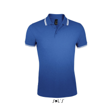 SOL'S PASADENA férfi galléros póló kontrasztos csíkokkal SO00577, Royal Blue/White-2XL