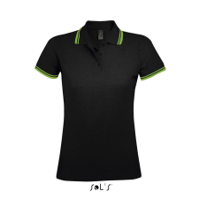 SOL&#039;S PASADENA Női galléros póló kontrasztos csíkokkal SO00578, Black/Lime-2XL női póló