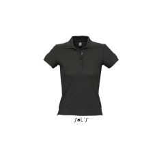 SOL'S PEOPLE rövid ujjú Női galléros pamut póló SO11310, Black-2XL