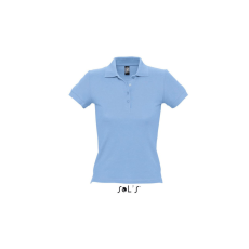SOL'S PEOPLE rövid ujjú Női galléros pamut póló SO11310, Sky Blue-2XL