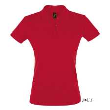 SOL&#039;S PERFECT három gombos Női rövid ujjú galléros piké pamut póló SO11347, Red-XL női póló