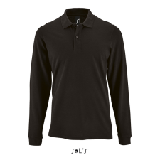 SOL'S PERFECT hosszú ujjú férfi galléros piké póló SO02087, Black-M férfi póló