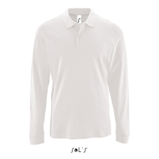 SOL'S PERFECT hosszú ujjú férfi galléros piké póló SO02087, White-2XL