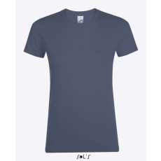 SOL'S REGENT Női kereknyakú rövid ujjú pamut póló SO01825, Denim-M
