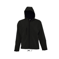 SOL'S REPLAY kapucnis cipzáras férfi softshell dzseki SO46602, Black-XL