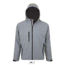 SOL'S REPLAY kapucnis cipzáras férfi softshell dzseki SO46602, Grey Melange-L férfi kabát, dzseki