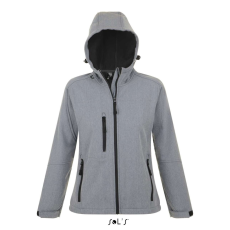 SOL'S REPLAY kapucnis cipzáras Női softshell dzseki SO46802, Grey Melange-L