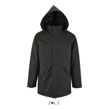 SOL&#039;S ROBYN steppelt bélésű unisex kabát, gallérba rejthető kapucnival SO02109, Black-2XL férfi kabát, dzseki