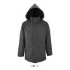 SOL'S ROBYN steppelt bélésű unisex kabát, gallérba rejthető kapucnival SO02109, Charcoal Grey-S
