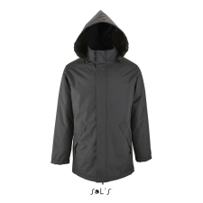 SOL&#039;S ROBYN steppelt bélésű unisex kabát, gallérba rejthető kapucnival SO02109, Charcoal Grey-S férfi kabát, dzseki