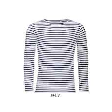 SOL'S SO01402 SOL'S MARINE HOSSZÚ UJJÚ CSÍKOS PÓLÓ, White/Navy - 2XL