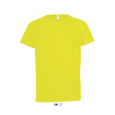 SOL&#039;S SPORTY raglán ujjú kereknyakú gyerek sportpóló SO01166, Neon Yellow-12A gyerek póló