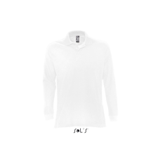 SOL'S STAR hosszú ujjú férfi galléros pamut póló SO11328, White-2XL férfi póló