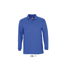 SOL'S WINTER II hosszú ujjú három gombos férfi galléros piké pamut póló SO11353, Royal Blue-XL