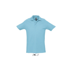 SOL&#039;S WINTER II rövid ujjú három gombos férfi galléros pamut piké póló SO11362, Atoll Blue-2XL férfi póló