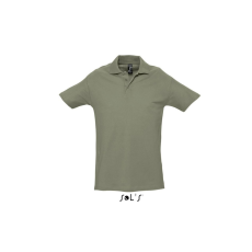 SOL'S WINTER II rövid ujjú három gombos férfi galléros pamut piké póló SO11362, Khaki-2XL