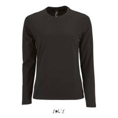  SOL&- 039;S IMPERIAL Női hosszú ujjú környakas pamut póló SO02075, Deep Black-XL