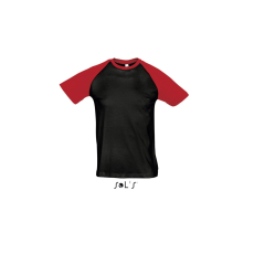 SOL'S Funky - férfi 2 színű raglán ujjú póló (black/grey melange, 2XL)