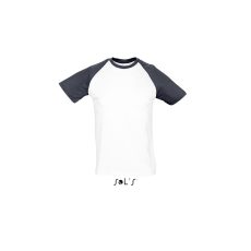SOL'S Funky - férfi 2 színű raglán ujjú póló (white/royal blue, S)