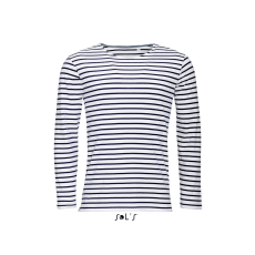SOL'S Marine Men - hosszú ujjú csíkos póló (white/navy, S)
