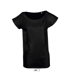 SOL'S Marylin - női rövid ujjú hosszú kimonó póló (deep black, M)